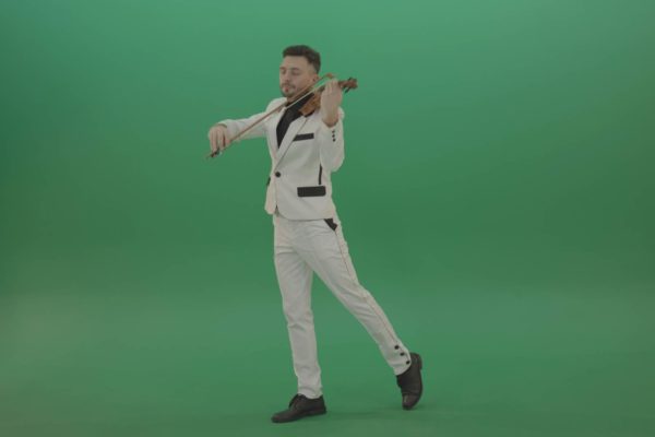 Musician on green screen music player video footage