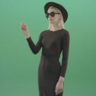 Touch screen Woman video footage on green screen