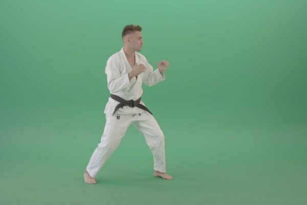 Karate Man video footage on green screen